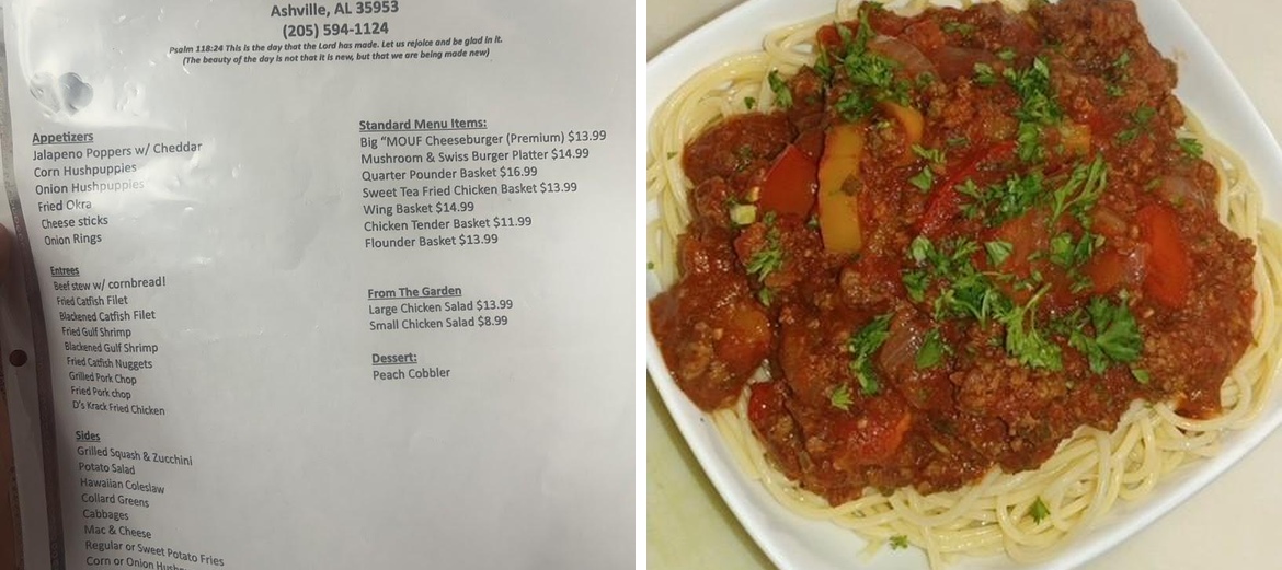 BJ's Diner Menu