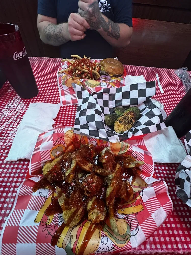 BBQ Lemon Pepper Chicken Wings Grilled Squash and the Double Quarter Pounder Basket