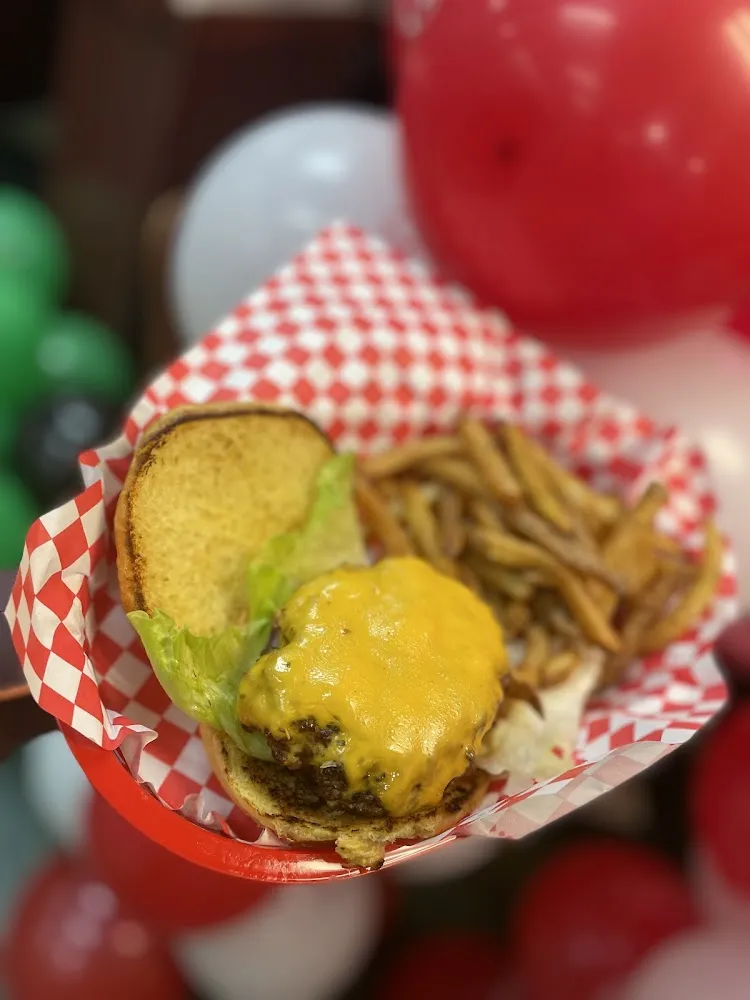 BJ’S Big Mouf Cheeseburger and Fries