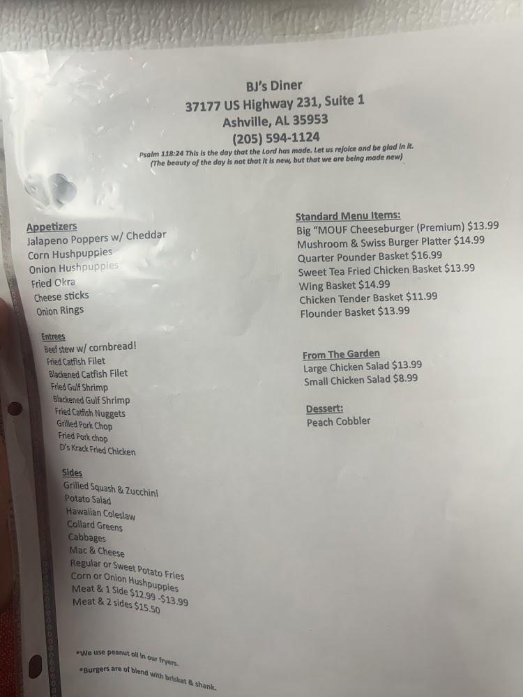 BJ's Diner Menu image 1